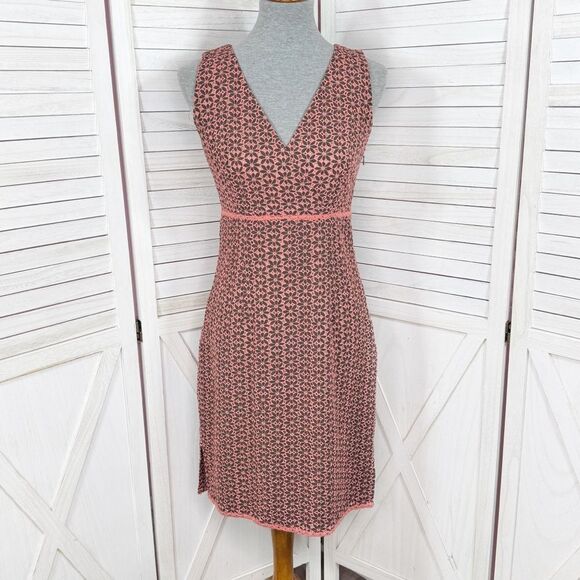 Alexandra Bartlett Floral Eyelet Sleeveless Sheath Pencil Dress Brown Coral 4 - Picture 1 of 10